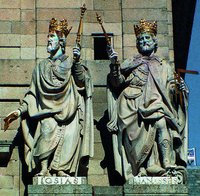 Цари Иосия и Манассия. Статуи Двора царей в Эскориале, Испания. 1572–1582 гг. Скульп-тор Х. Б. Монегро