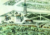 Никольский мон-рь. Фрагмент панорамы «Вид Киево-Печерской крепости». 1783 г. Неизвестный художник