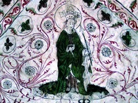 Кор. Кнуд IV (II). Фрагмент росписи свода церкви в Эверселё (Швеция). XV в.