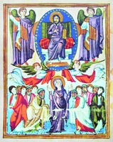 Вознесение. Миниатюра из Евангелия Млке. 862 г. (Б-ка мон-ря св. Лазаря, Венеция. Cod. 1144. Л. 8)