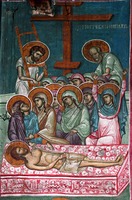 Оплакивание Иисуса Христа. Роспись ц. Вознесения мон-ря Дечаны. Ок. 1348 г.
