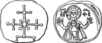 Анонимная печать с изображением Голгофского креста и Божией Матери «Знамение». XIV–XV вв. Прорись