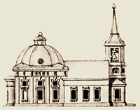 Церковь вмч. Пантелеимона. Рисунок сев. фасада. XIX в.