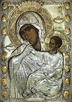 Икона Божией Матери «Парамифия» в окладе (1859 г). (мон-рь Ватопед на Афоне)