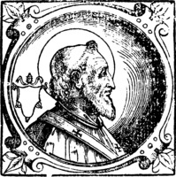 Пелагий I, папа Римский. Гравюра. 1600 г. (Sacchi. Vitis pontificum. 1626)