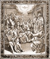 Сошествие Св. Духа на апостолов. Гравюра. 1701 г. Гравер А. Ф. Зубов