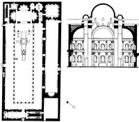 Собор мон-ря св. Шенуды близ Сохага. 455 г. План и разрез
