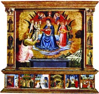 Беноццо Гоццоли. Мадонна, протягивающая пояс ап. Фоме. 1450-1452 гг. (Музеи Ватикана)
