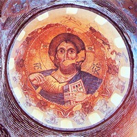 Христос Пантократор. Мозаика в скуфье купола ц. Панагии Паригоритиссы. Ок. 1290 г.