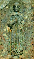 Вмч. Димитрий Солунский. Икона на фасаде кафоликона мон-ря Ксиропотам на Афоне. XII в.