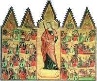 Мц. Евлалия Эмеритская (Меридская) с житием. Заалтарный образ. Ок. 1350 г. (кафедральный собор в Пальиа-де-Мальорке)