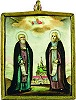 Преподобные Димитрий и Игнатий Прилуцкие. Эмалевая икона. Сер. - 2-я пол. XIX в. (ВГИАХМЗ)