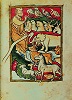 Наречение зверей (Быт 2.19). Миниатюра из Бестария. Кон. XII в. (ГПБ. Лат. Q. v. V. I. Fol. 5)