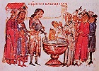 Крещение болгар. Миниатюра из Константина Манасси (Vat. slav. 2. Fol. 163 v)