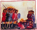 Истребление сынов Вениаминовых. Миниатюра из Октатевха. XIII в. (Vatop. 602. Fol. 456v)