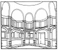 Кафоликон мон-ря Неа-Мони на о-ве Хиос. 1042 - 1056 гг. Рисунок-реконструкция интерьера