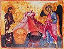 Призвание Гедеона. Миниатюра из Октатевха. XIII в. (Vatop. 602. Fol. 417r)