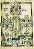 Аннон II, архиеп. Кёльнский, с основанными им храмами. Миниатюра из рукописного жизнеописания архиеп. Аннона. Ок. 1183 г. Б-ка Высшей школы и земли Гессен. Дармштадт (Hs 945)