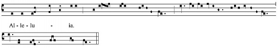 Начало песнопения «Alleluia Pascha nostrum» в совр. квадратной нотации (Graduale Romanum. 1974. P. 197) 