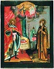 Св. князь Александр Невский и Даниил Московский. Икона. Кон. XVIII - нач. XIX в. (ГМИР)