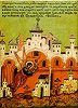 Странствия души с 3-го по 9-й день после смерти. Фрагмент иконы \"Синодик четырехчастный\". Кон. XVII - нач. XVIII в. (НГОМЗ)