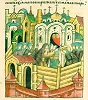 Пострижение в монашество вел. кнг. Евдокии Димитриевны. Миниатюра из Лицевого летописного свода. 70-е гг. XVI в. (БАН. 31.7.30. Л. 708 об.)