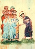 Причащение апостолов. Миниатюра из Евангелия Раввулы. 586 г. (Laurent. Plut. I 56. Fol. 11v)