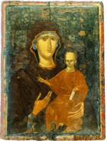 Богоматерь «Одигитрия» (нач. XIII в.) Двусторонняя икона (Византийский музей, Верия)