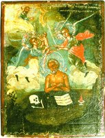 Прп. Иоанн, Киево-Печерский, Многострадальный. Икона. XVIII в. (частное собрание)