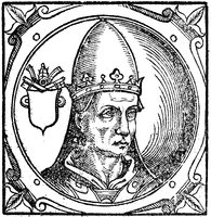 Иоанн VI, папа Римский. Гравюра. 1600 г. (Sacchi. Vitis pontificum. 1626). (РГБ)