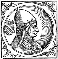Иннокентий III, папа Римский. Гравюра. 1600 г. (Sacchi. Vitis pontificum. 1626) (РГБ)