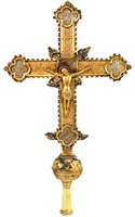 Наперсный крест-мощевик. XVI в. (музей-ризницы мон-ря ап. Иоанна Богослова на патмосе)