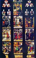 Сцены из жизни прп. Иоанна Дамаскина. Витраж собора в Милане (Дуомо), Италия. XV в.