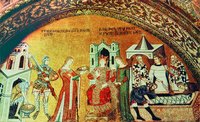 Учекновение главы. Пир Ирода. Погребение св. Иоанна Предтечи. Мозаика баптистерия собора Сан-Марко в Венеции. 1343-1354 гг.