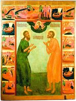 Блаженные Иоанн и Лонгин Яренгские, с житием. Икона. 1695 г. (Северодвинский гор. КМ)