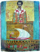 «Свт. Иоанн Златоуст. Перенесение мощей святителя». Икона. XVIII в. (Византийский музей, Афины)