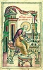 Прп. Иоанн Дамаскин. Миниатюра из рукописи «Повесть о Варлааме и Иоасафе» 1628-1629 гг. Самара. (РНБ. Q XVII. Л. 16 об.)