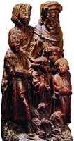 Иов с семьей. Скульптура. Нач. XVI в. (кафедральный собор в Амьене)