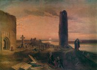 Паломники на руинах Клонмакнойза. Акварель. Худож. Дж. Питри. 1838 г. (Национальная галерея Ирландии)
