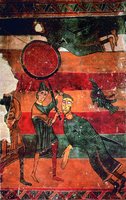 Давид и Голиаф. Роспись ц. Санта Мария в Тауле. Ок. 1123 г. (Музей Каталонии)