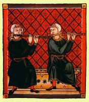 Придворные музыканты. Миниатюра из сб. «Cantigas de Santa Maria». 1275–1284 гг. (Escorial. T. J. 1)