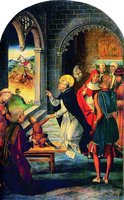 Доминик воскрешает отрока. 1495 г. Худож. Педро Берругете (Прадо, Мадрид)