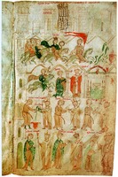 Коронация Генриха VI. Миниатюра из кн. Петра Эболийского «Liber ad honorem Augusti». 1196 г. (Bern. Burgerbibliothek. Cod. 120 II. Fol. 105)