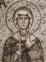 Св. Иустина Леонтинская. Мозаика собора Санта-Мария-Нуова в Монреале. Между 1183 и 1189 гг.
