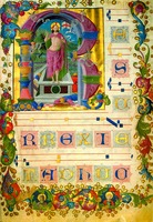 Пасхальный интроит «Resurrexi et adhuc tecum sum». Градуал с миниатюрами Гульельмо Джиральди. Ок. 1468 г. (Ferrara. Museo di Schifanoia. Graduale N. OA. 1343. Fol. 1)