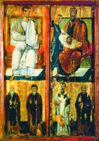 Ап. Фаддей и царь Авгарь, с избранными святыми. Фрагмент триптиха. Х в. (мон-рь вмц. Екатерины на Синае)