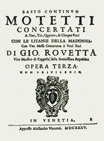 Дж. Роветта. Мотеты. Венеция, 1635. Титульный лист