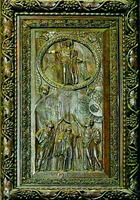Вознесение Господне. Рельеф дверей ц. Санта-Сабина в Риме. 422–432 гг.