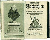 Контртитул и титул кн.: Zuverlässige Nachrichten von dem gegenvärtigen Zustände. Lpz., 1742