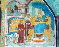 Христос перед Каиафой. Роспись ц. Иоанна Предтечи в Толчкове, Ярославль. 1694–1695 гг.